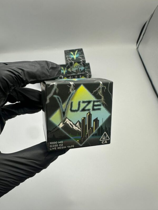 VUZE 100% Live Resin 1G Cartridges are pre-filled cannabis vape cartridges featuring a 1-gram live resin formulation. Designed for use with compatible vape hardware